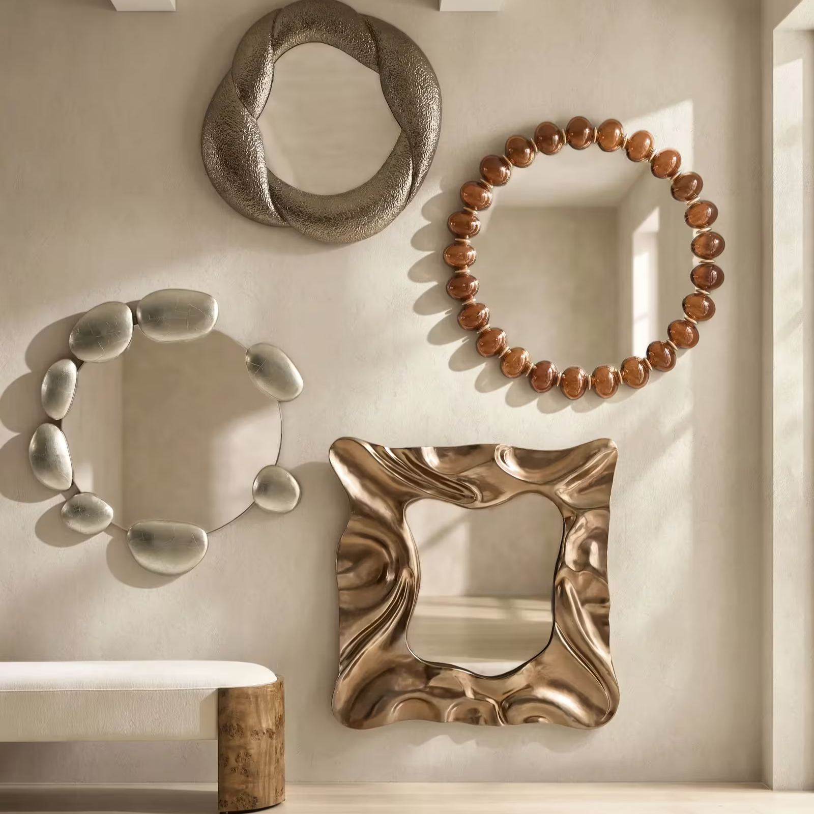 Pebbled Wall Mirror - Champagne