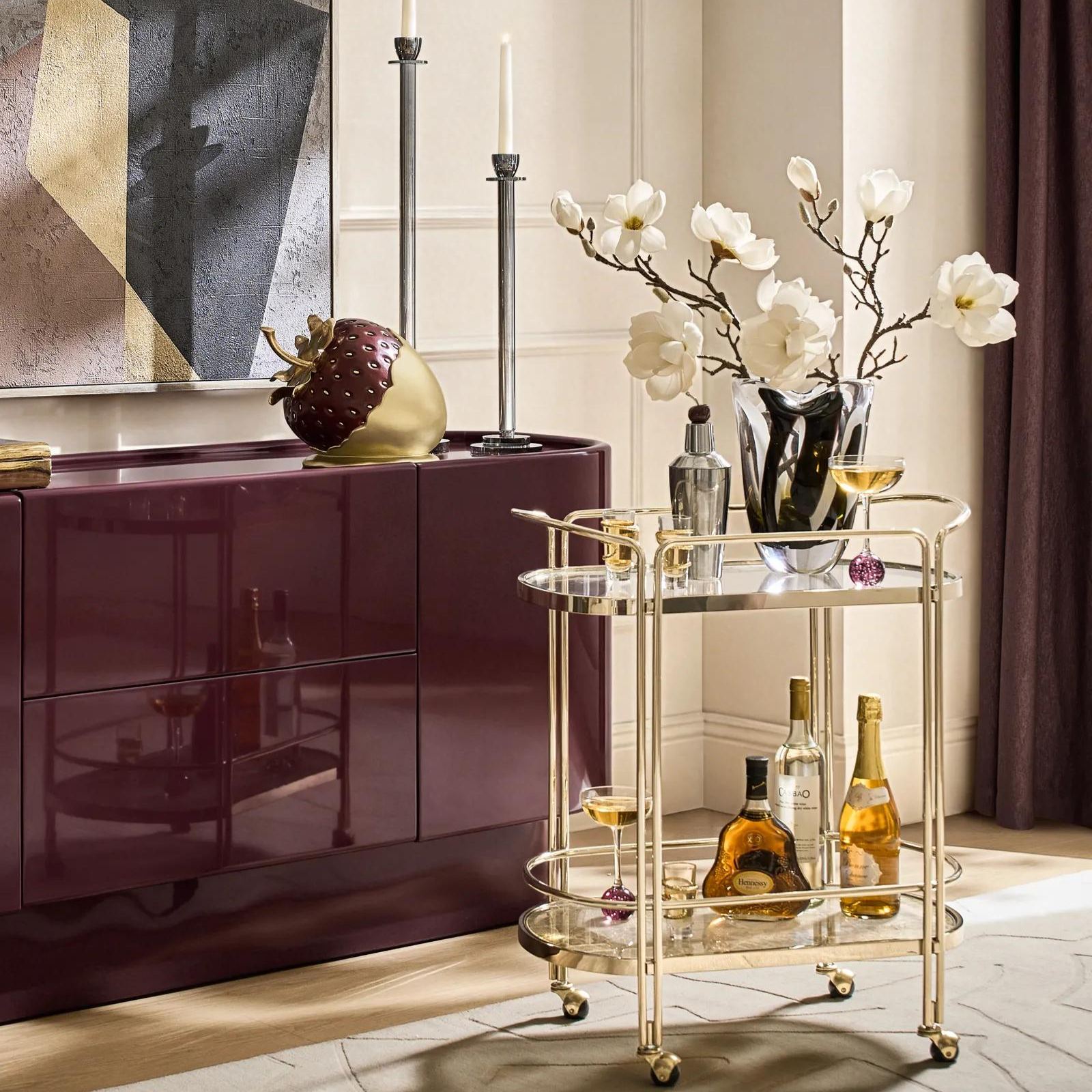 Velar Lacquered Ox Blood Buffet (70")