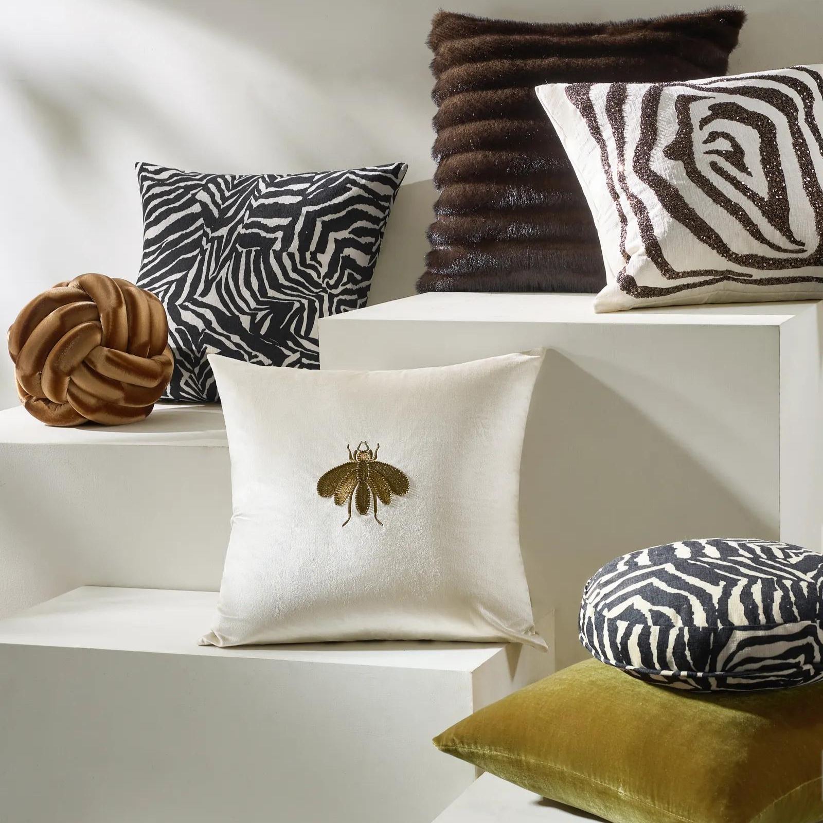 Ebba Abstract Zebra Pillow 22" - Black/Ivory