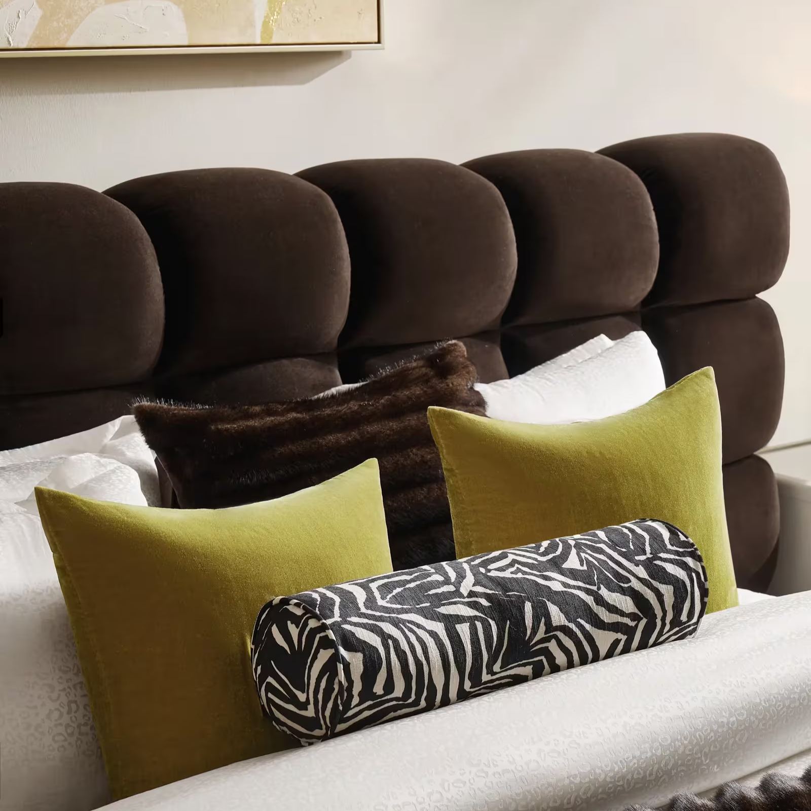 Chaska Channeled Fur Pillow 22" - Dark Chocolate Brown