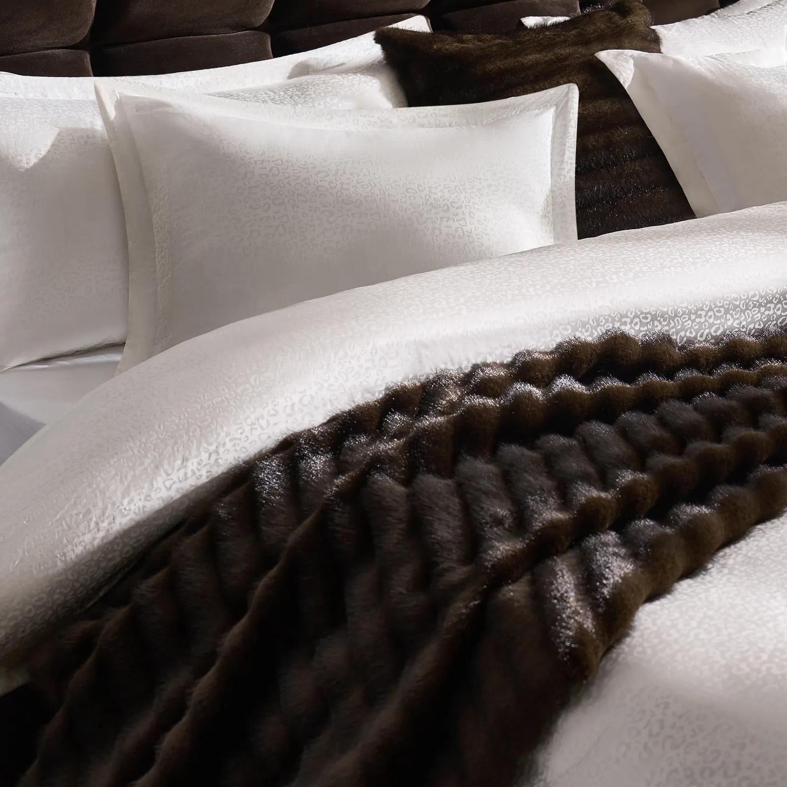 Chaska Channeled Fur Throw 60" x 50" - Dark Chocolate Brown