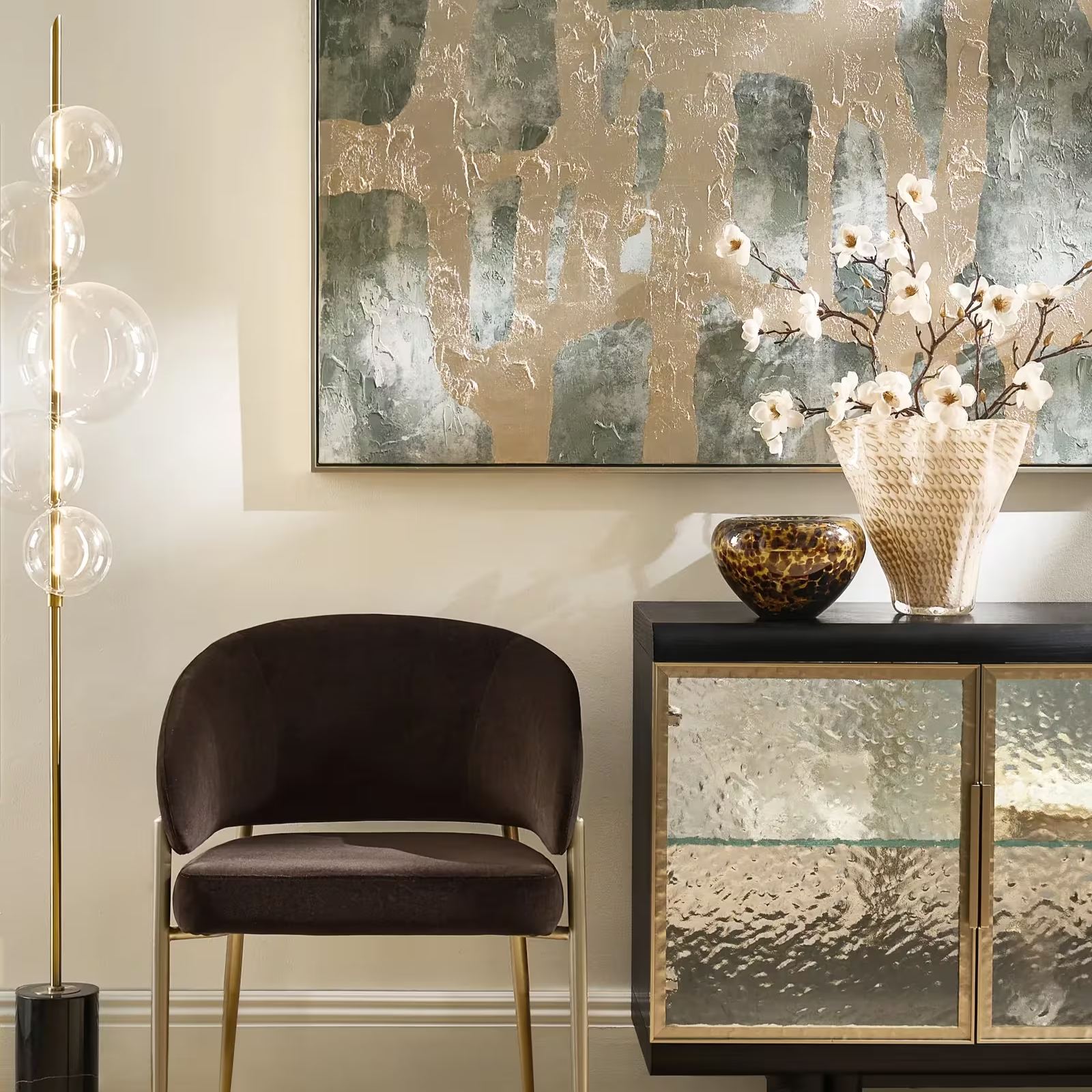 Bolla LED Glass Bubble Floor Lamp 63"