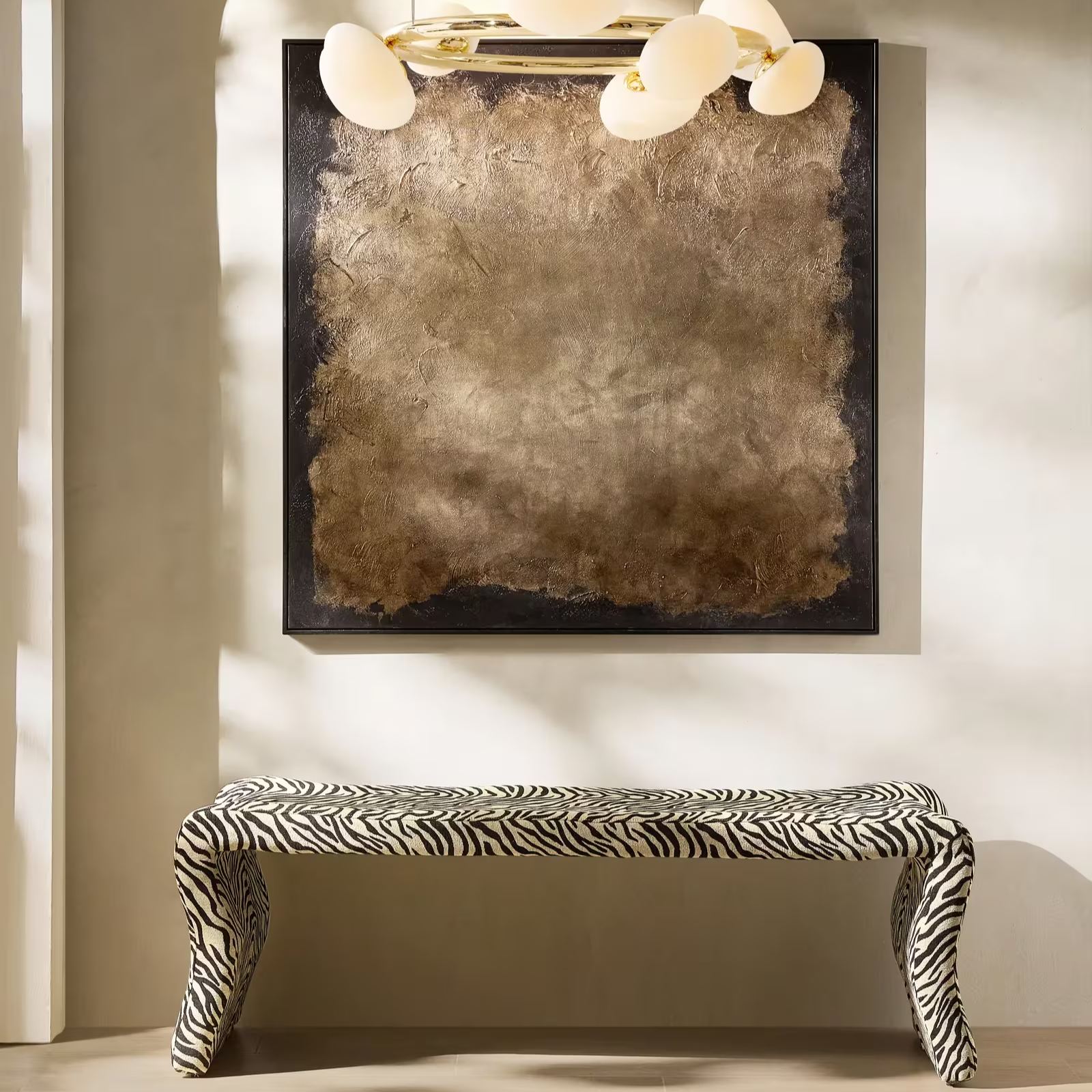 Romy Zebra Performance Chenille Bench (62")