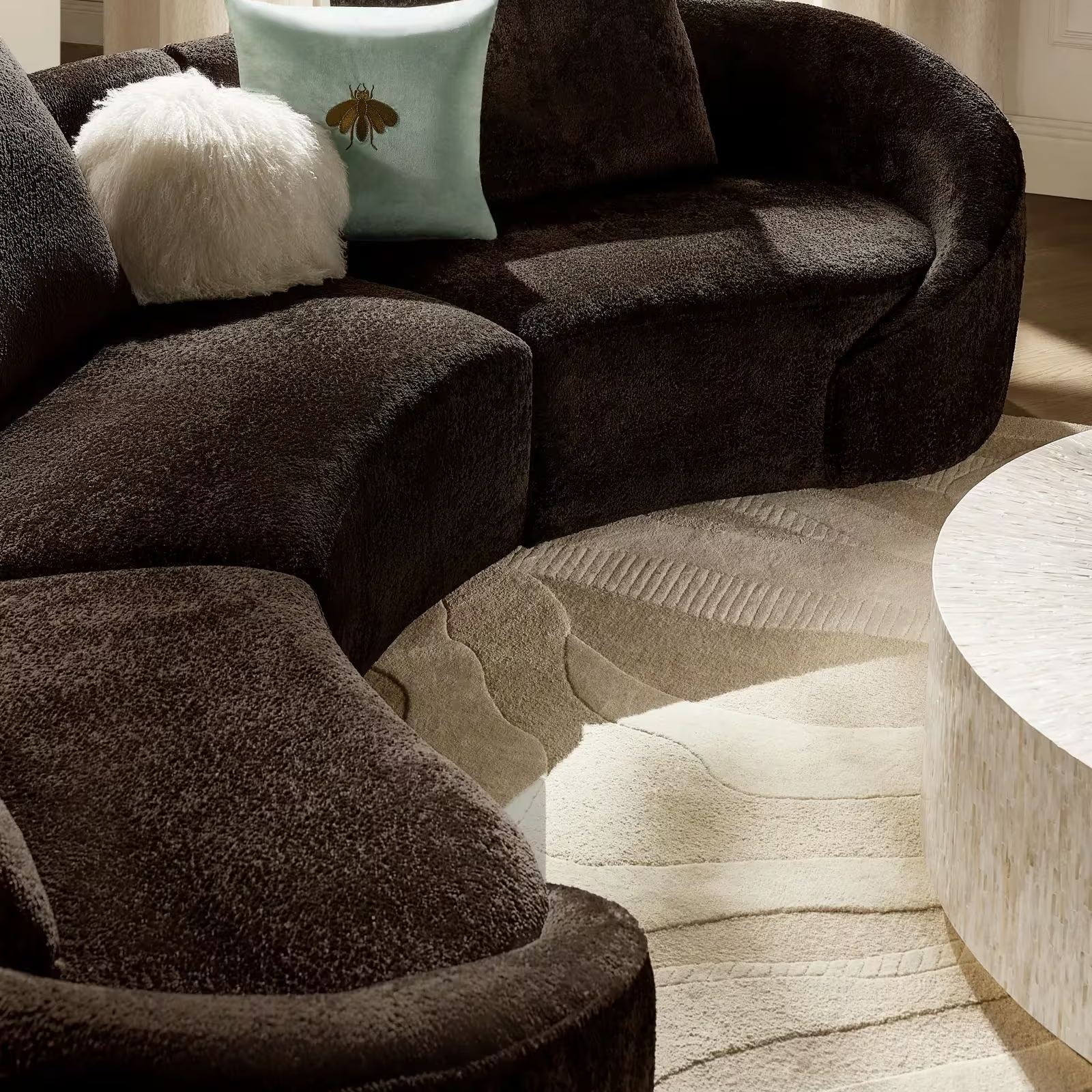 Irene 3-Piece Dark Chocolate Chenille Sectional Sofa