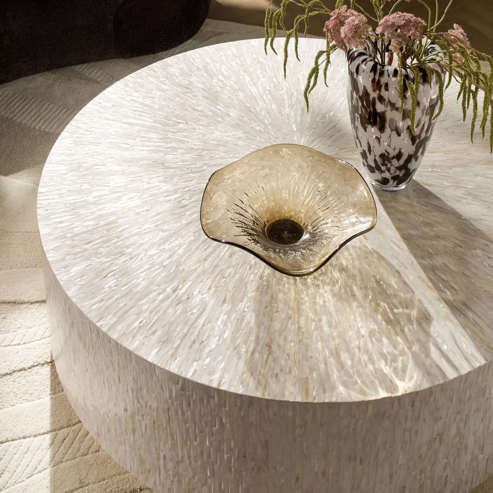 Alexandria Round Mosaic Platinum Coffee Table (52")
