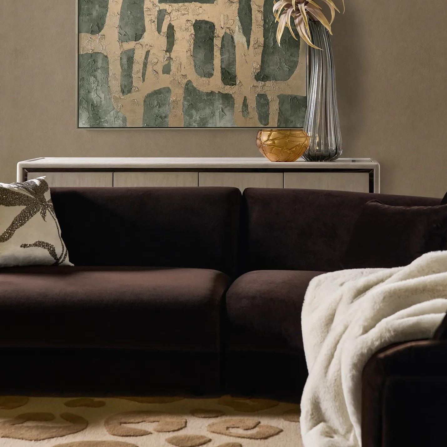 Curvia 3-Piece Dark Chocolate Velvet Sectional Sofa