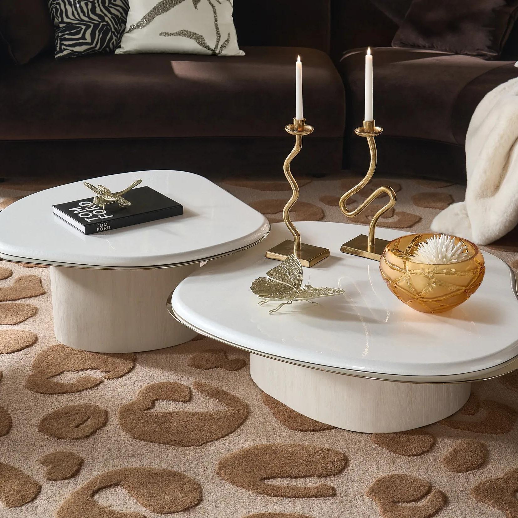 Lumina Bleached Oak Coffee Table With Pearl Lacquered Top (32")