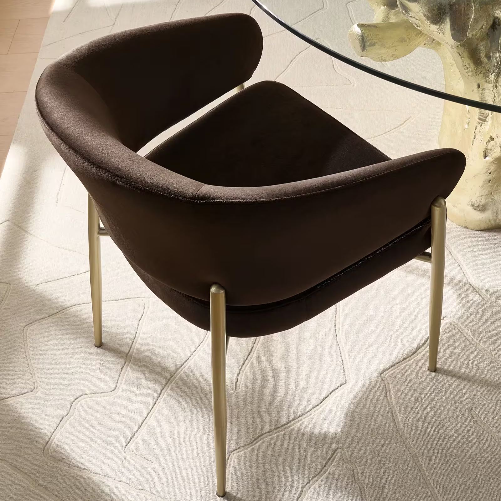 Nara Dark Chocolate Velvet Dining Chair Set Of 2