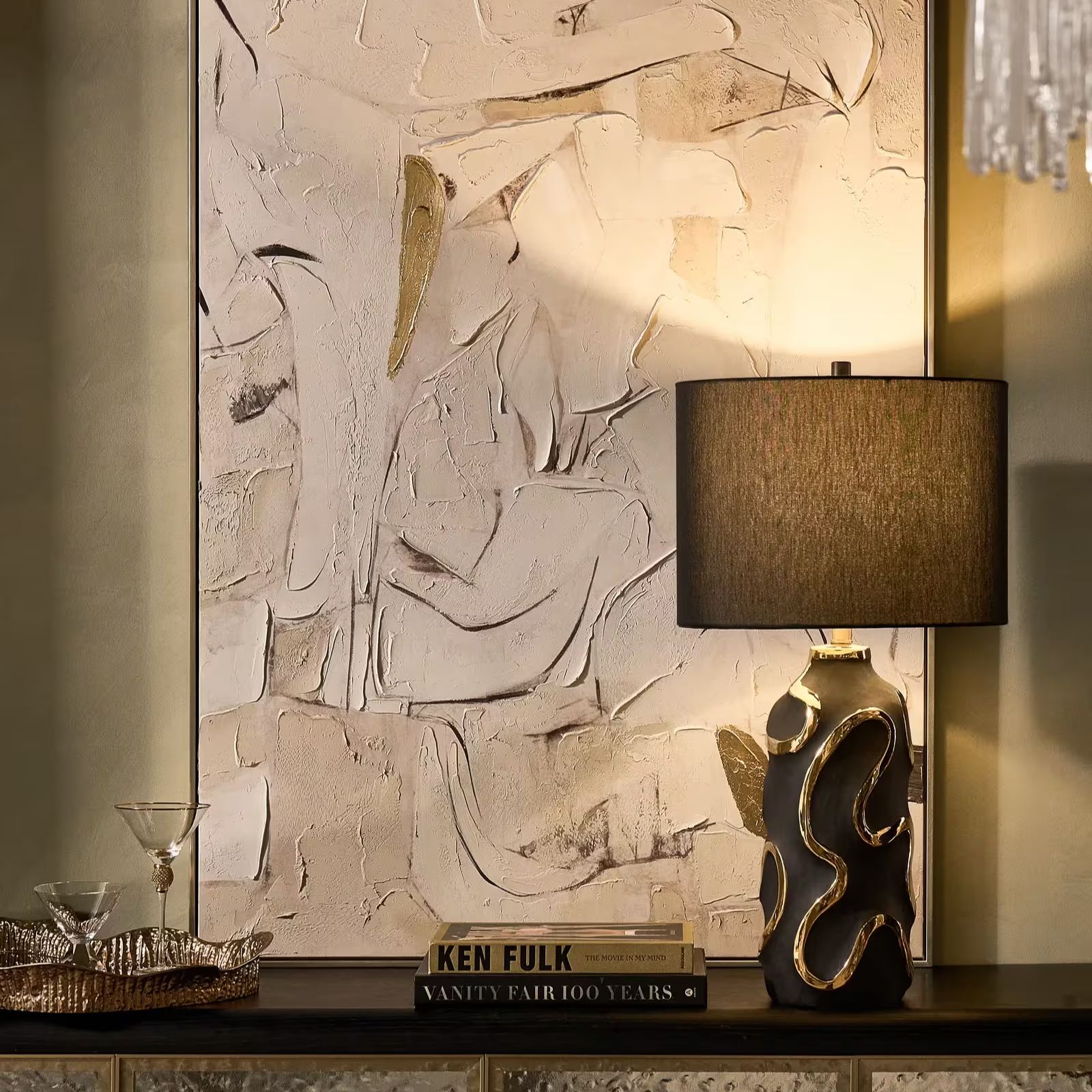 Seraphina Ceramic Table Lamp 32" - Black/Gold