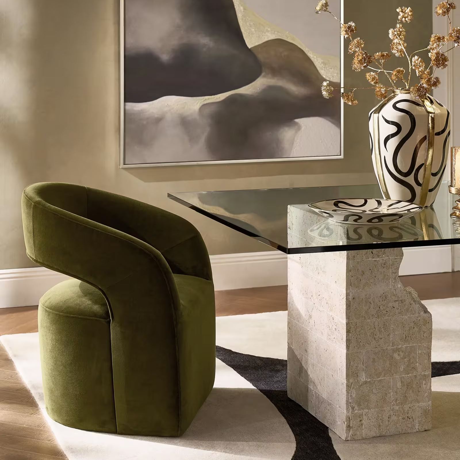 Harrison Deep Olive Velvet Dining Chair