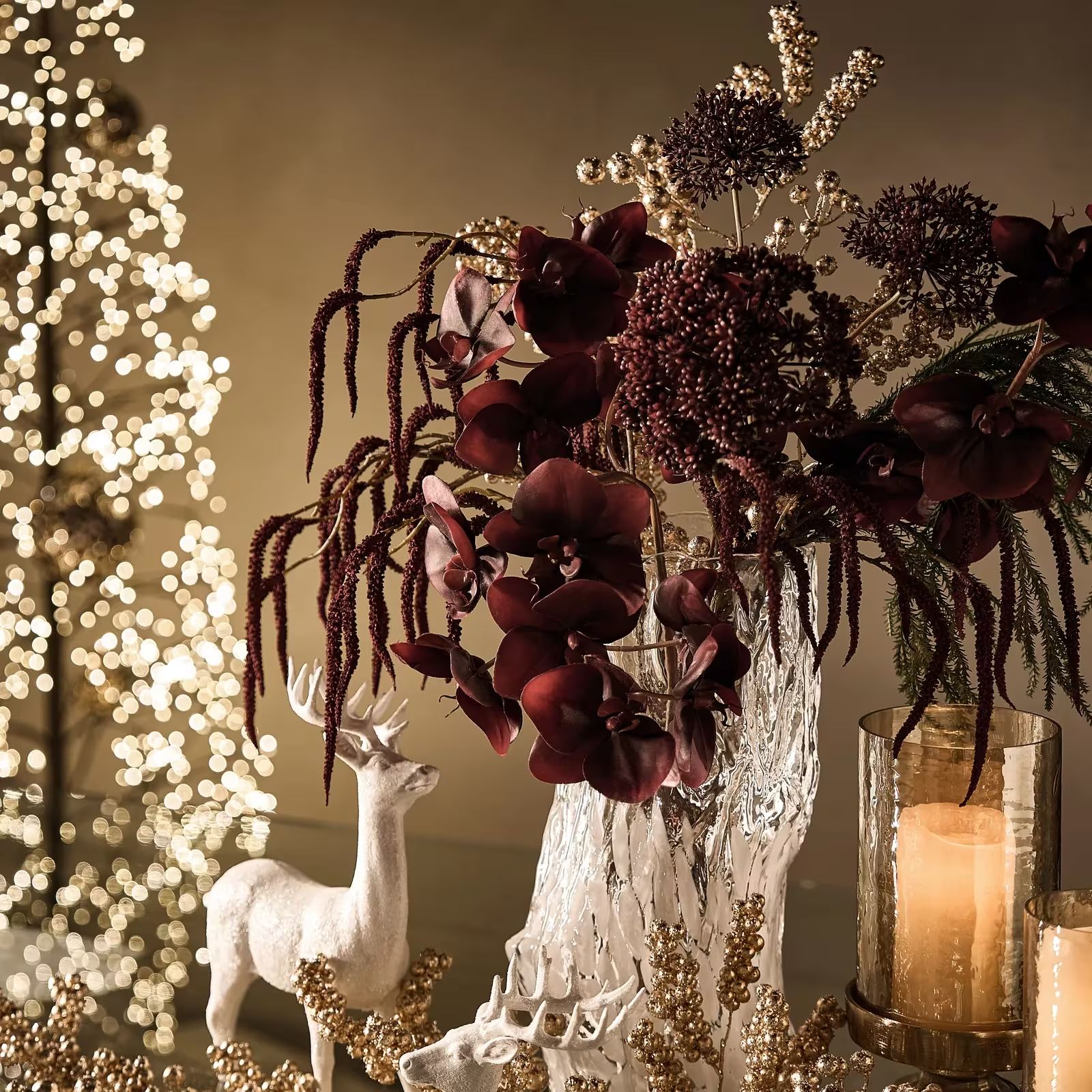 Burgundy Phalaenopsis Stem 37" - Set of 3