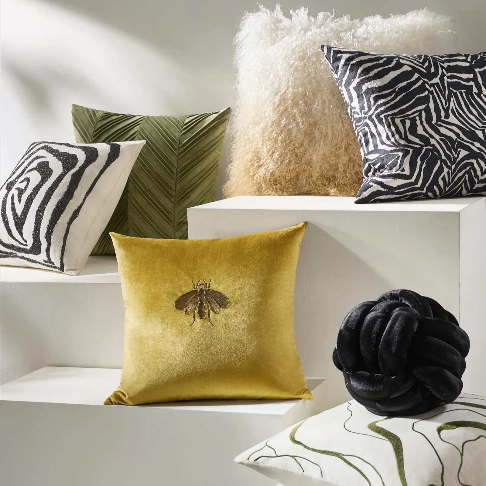 Ebba Abstract Zebra Pillow 22" - Black/Ivory