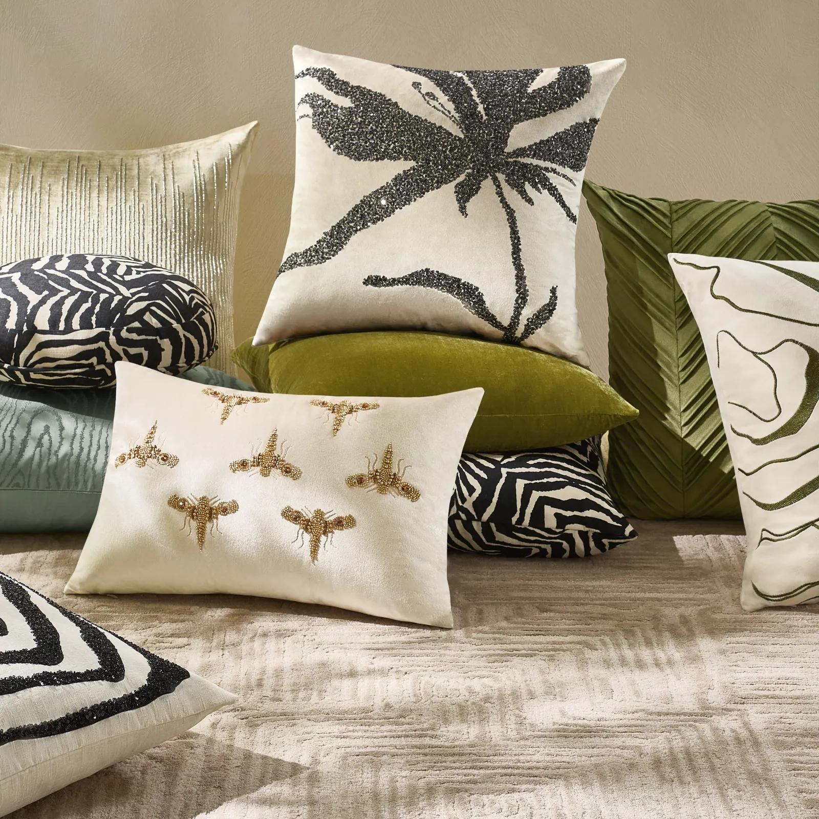 Ebba Abstract Zebra Pillow 22" - Black/Ivory