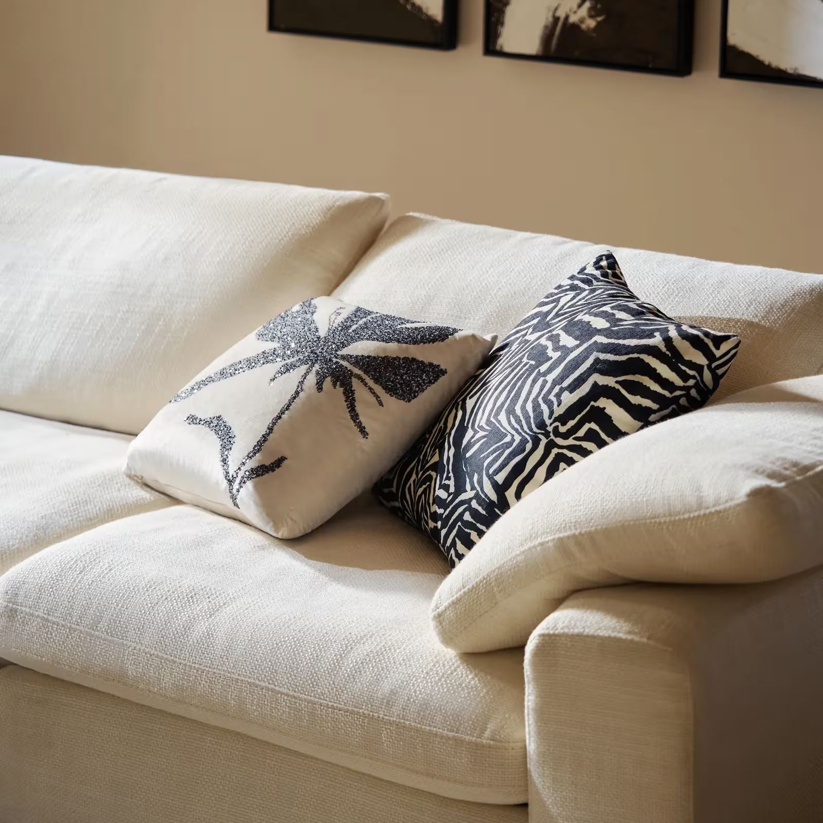 Ebba Abstract Zebra Pillow 22" - Black/Ivory