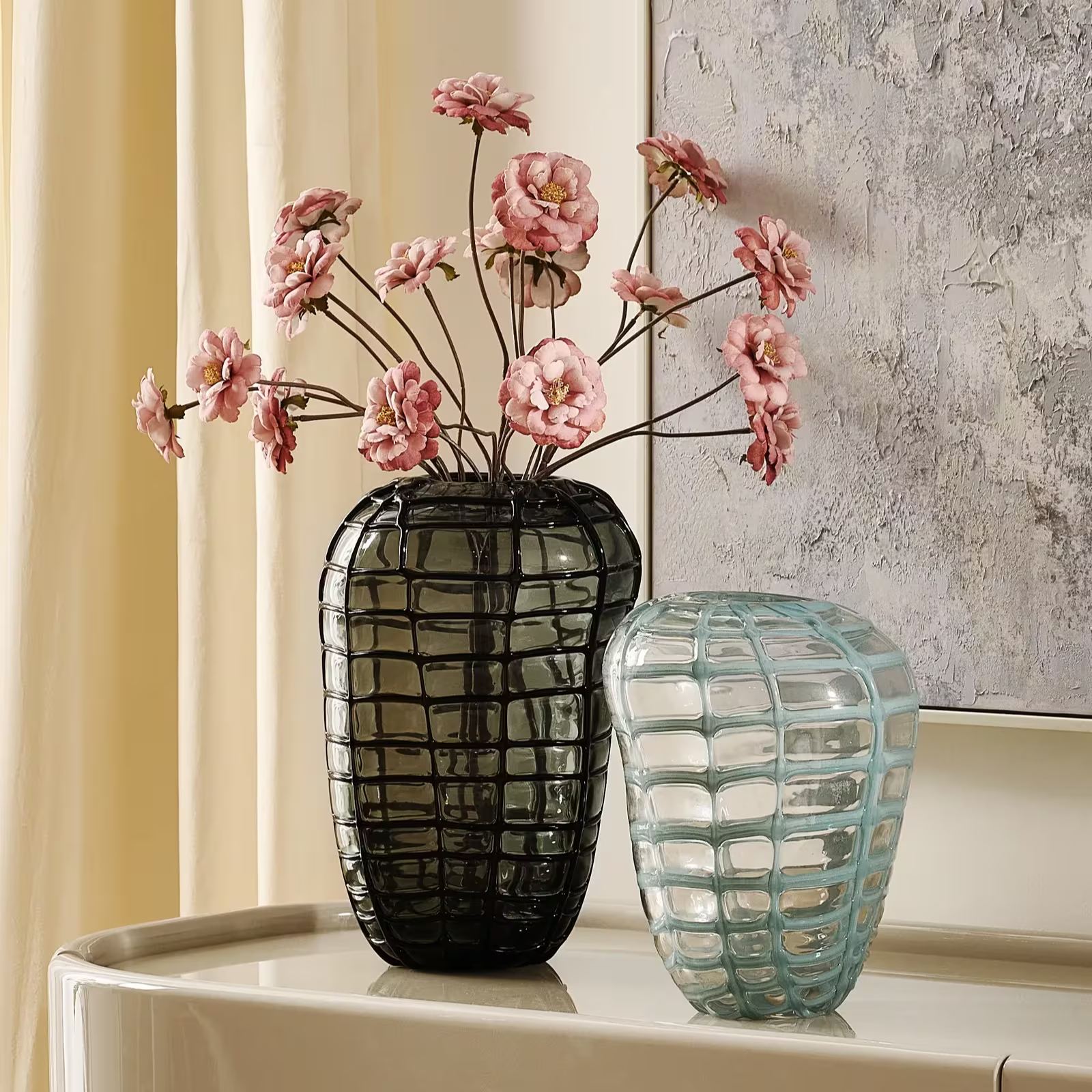 Contra Glass Vase - Dusty Blue