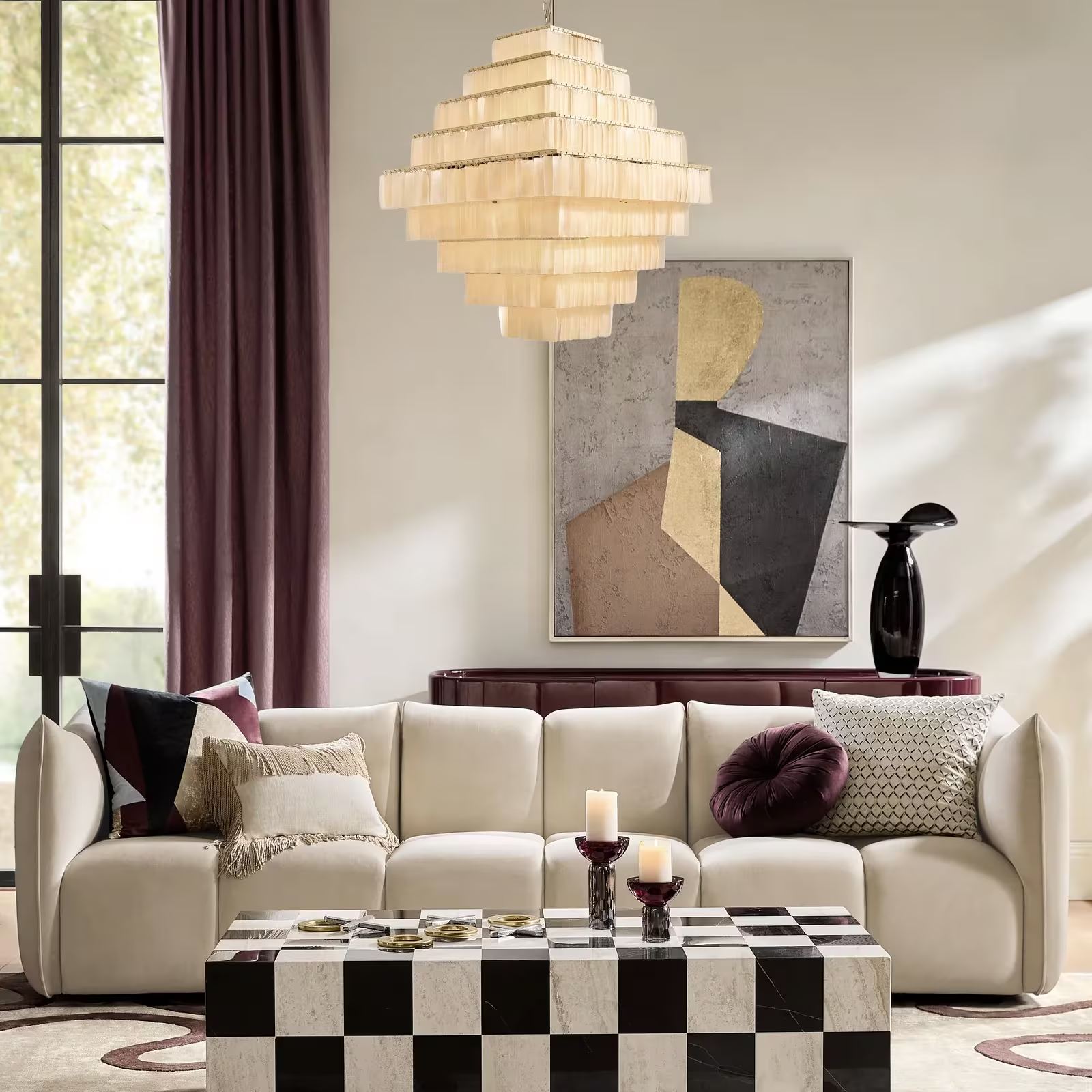 Soleil Capiz Chandelier 25"H