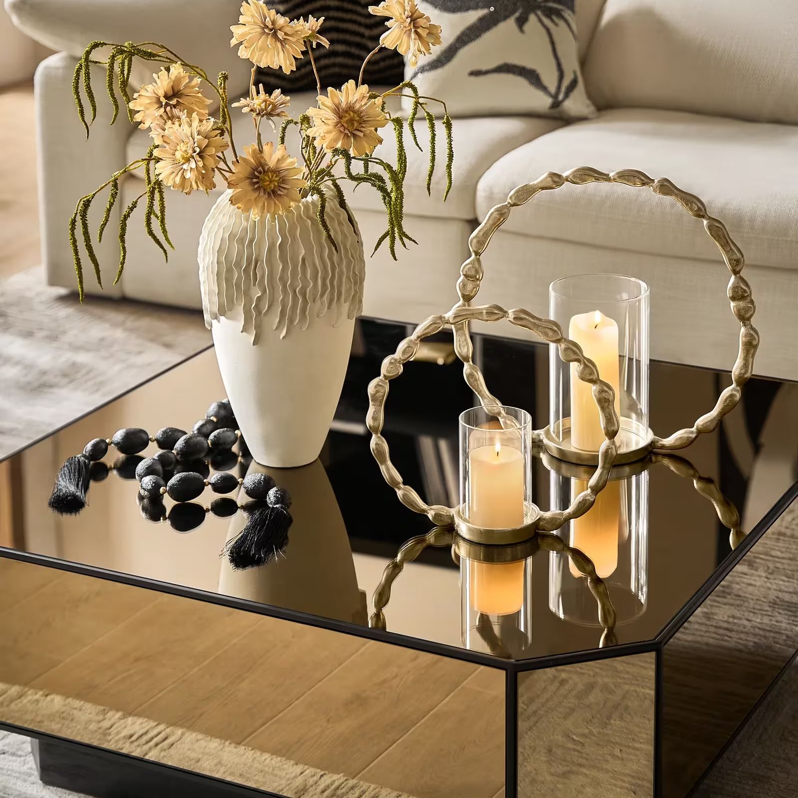 Decorative Beads - Black and Champagne
