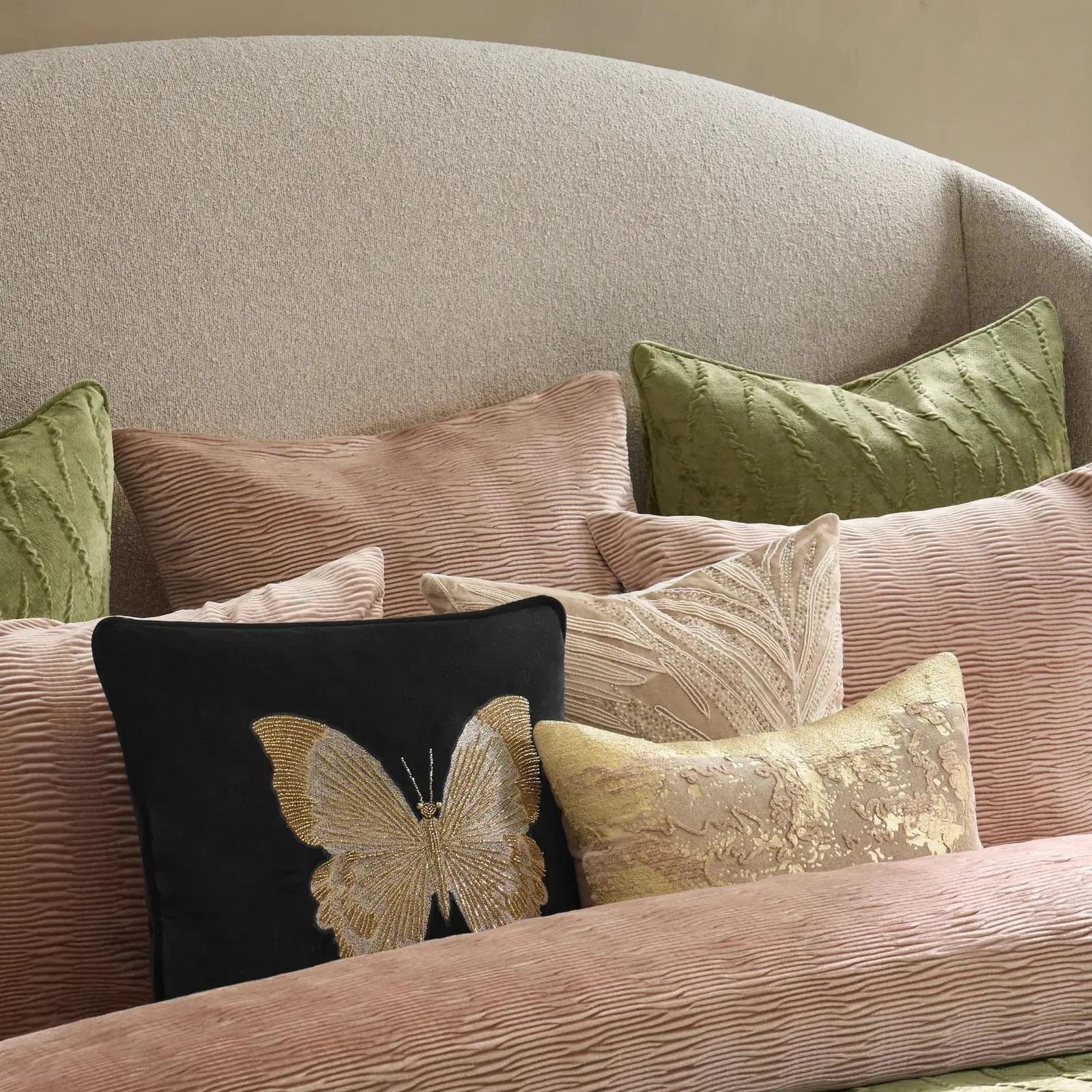 Bella Beaded Butterfly Pillow 20"