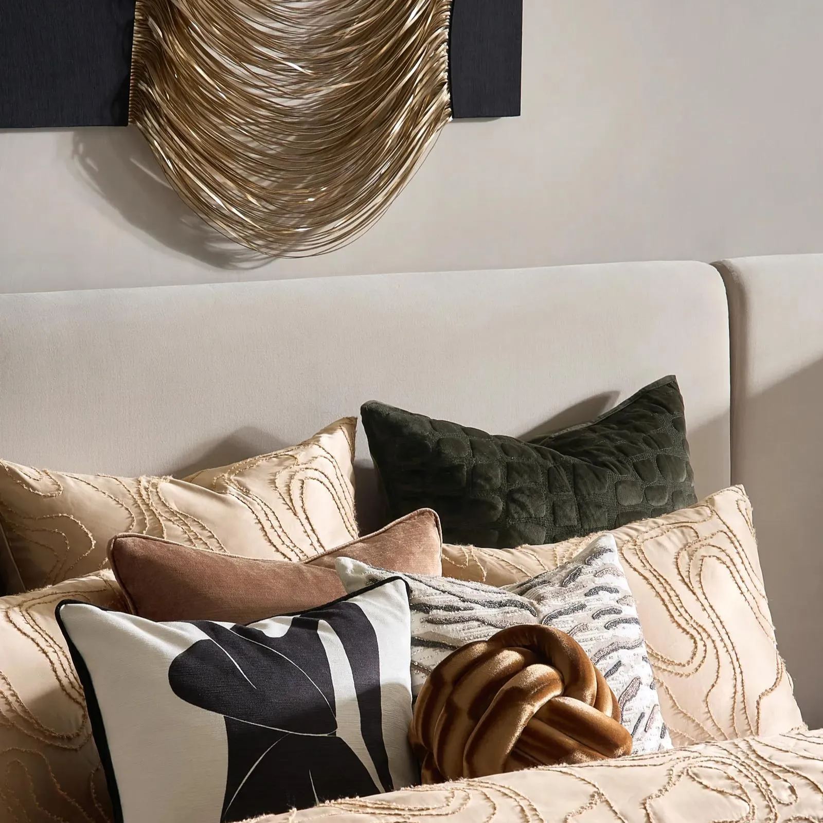 Neva Velvet Knot Pillow 11.75" - Bronze