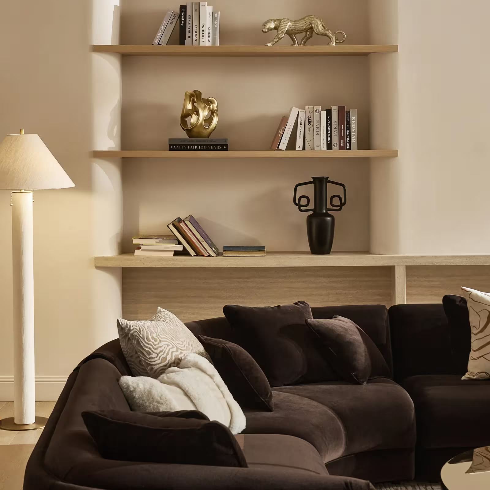 Della Linen & Brass Floor Lamp