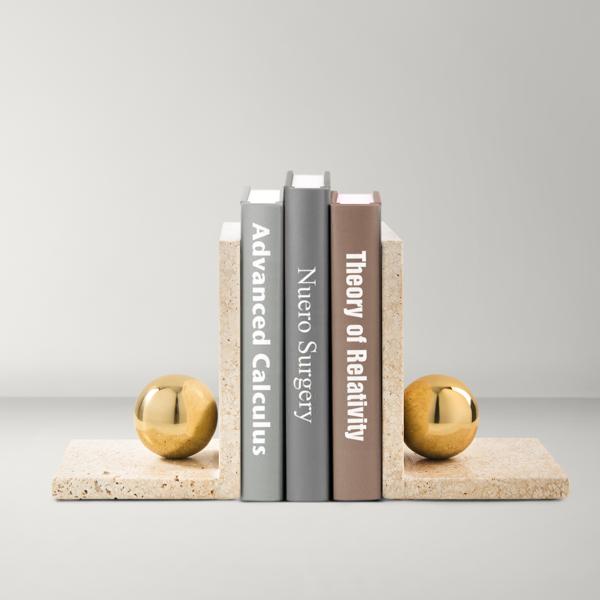 Luna Travertine Bookends
