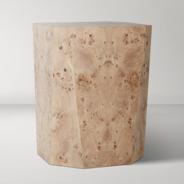 Avena Burl Wood 17" Square End Table - Natural