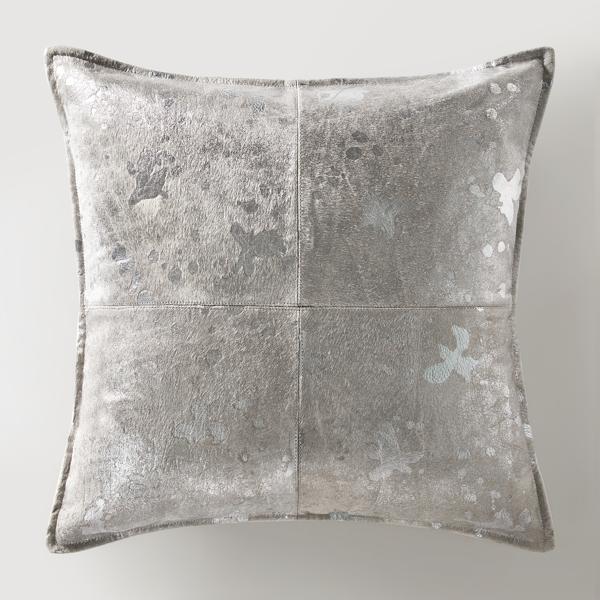 Metallic Hide Pillow 20" - Silver