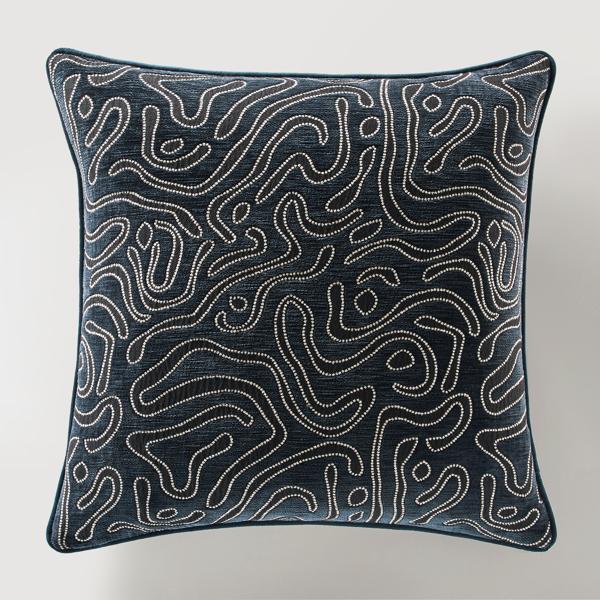 Abelia Pillow 22" - Navy/Black
