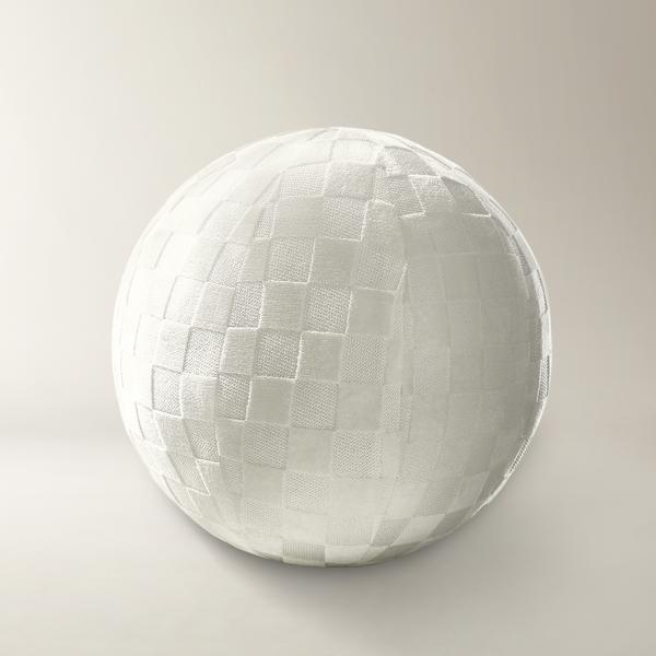Checker Velvet Ball Pillow 12" - White
