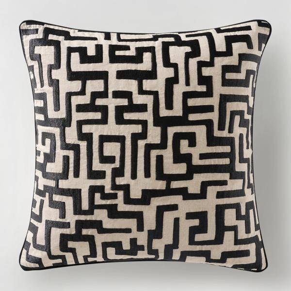 Mod Maze Pillow 22" - Black