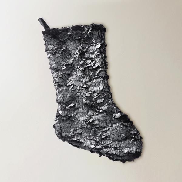 Celeste Metallic Faux Fur Stocking - Graphite