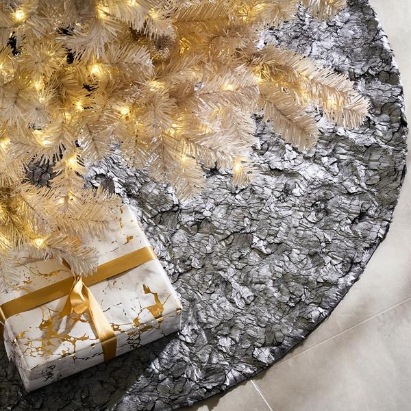 Celeste Metallic Fur Tree Skirt 48" - Graphite