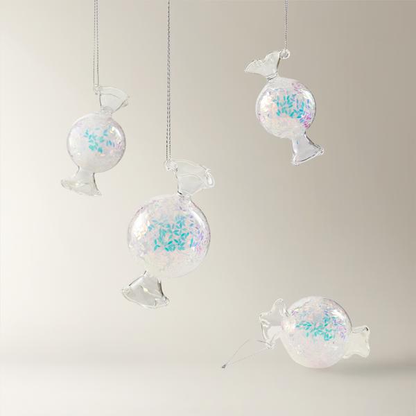 Iridescent Glass Candy Ornament - Set of 4