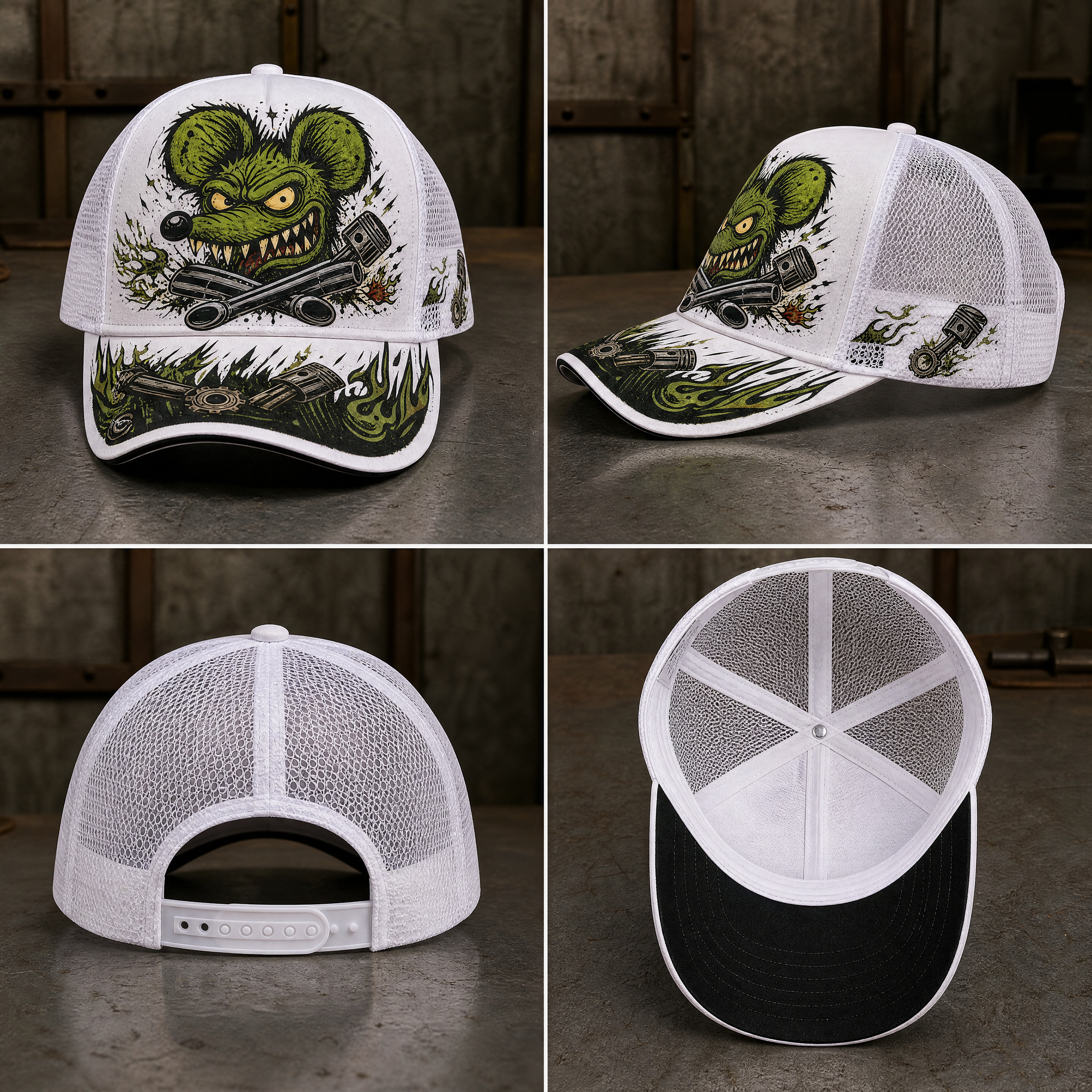 Green Monster Engine Graphic Trucker Hat product view 5
