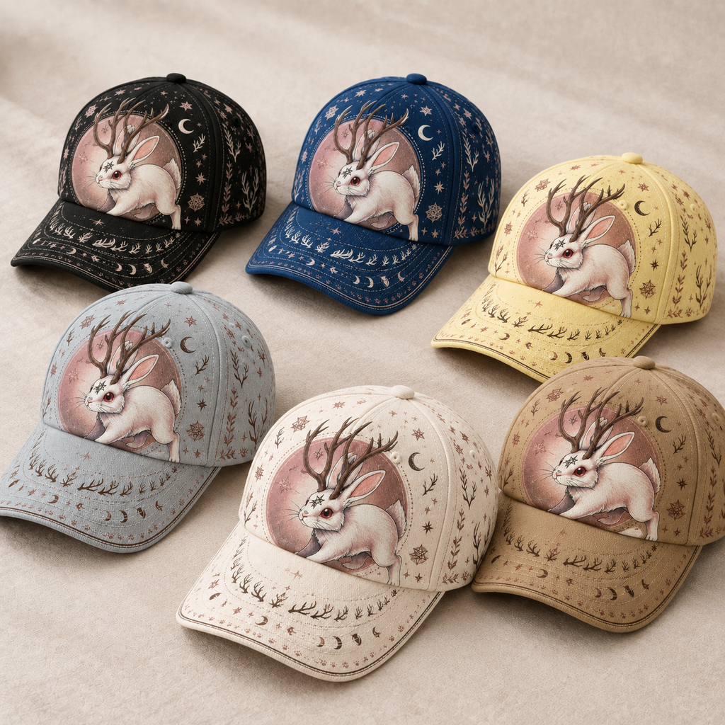 Celestial Jackalope Horned Rabbit Baseball Cap product view 1