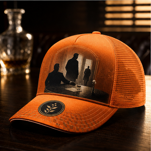 Noir Scene Graphic Trucker Hat Orange