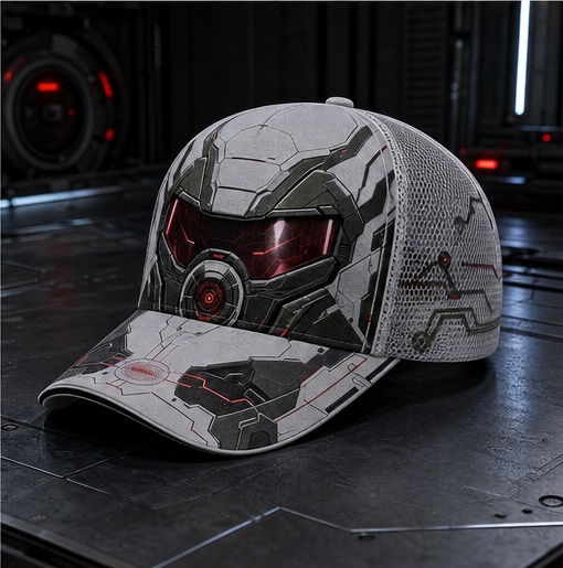 Futuristic Robot Visor Trucker Hat LightGray