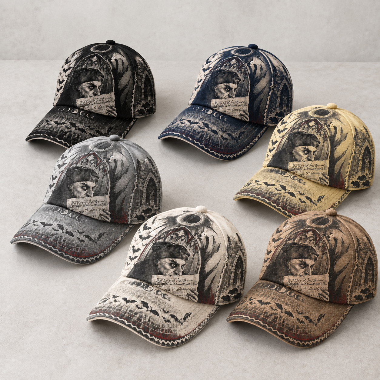 Gothic Vampire Scroll Graphic Baseball Cap product view 1