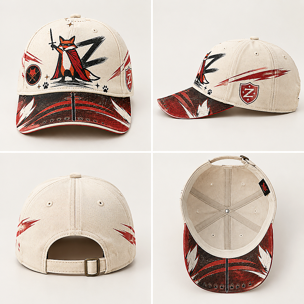 Fox Warrior Sword Graphic Baseball Cap product view 2