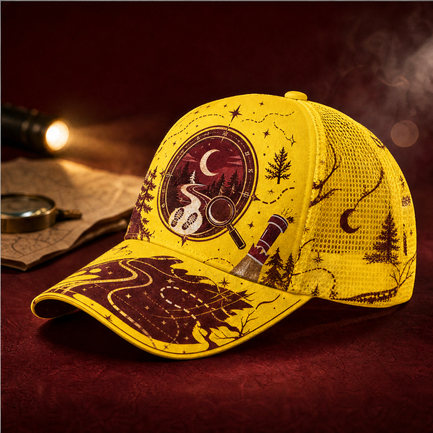 Night Trail Explorer Trucker Hat Yellow
