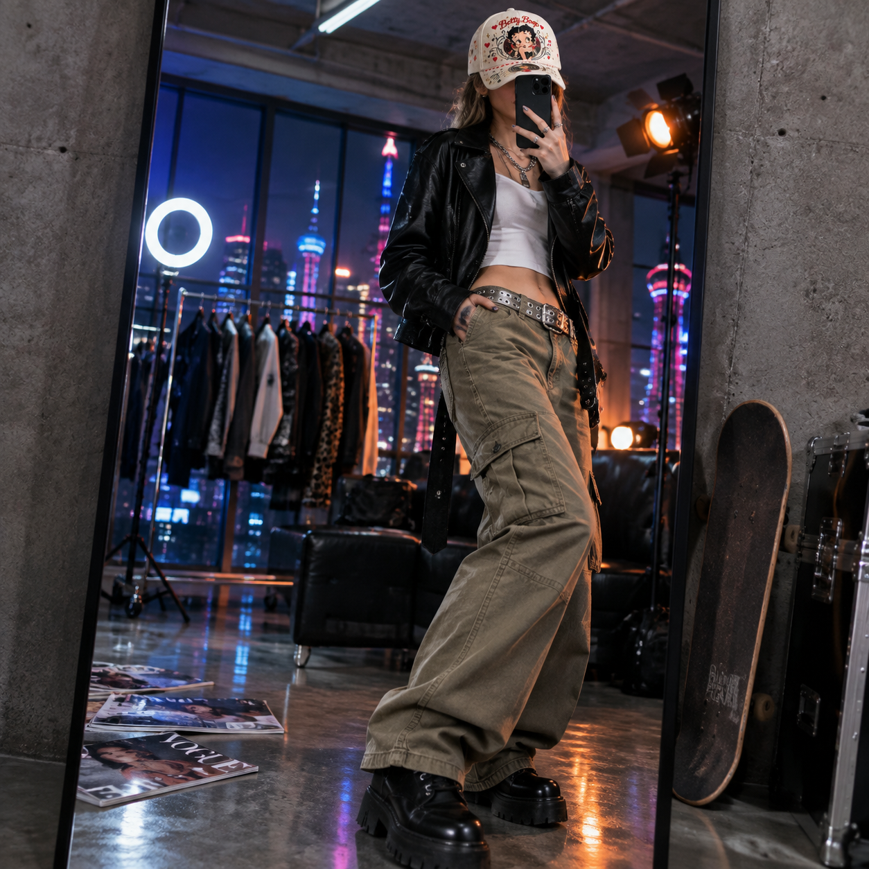 Retro Cartoon Music Ivory Baseball Cap lifestyle scene 2