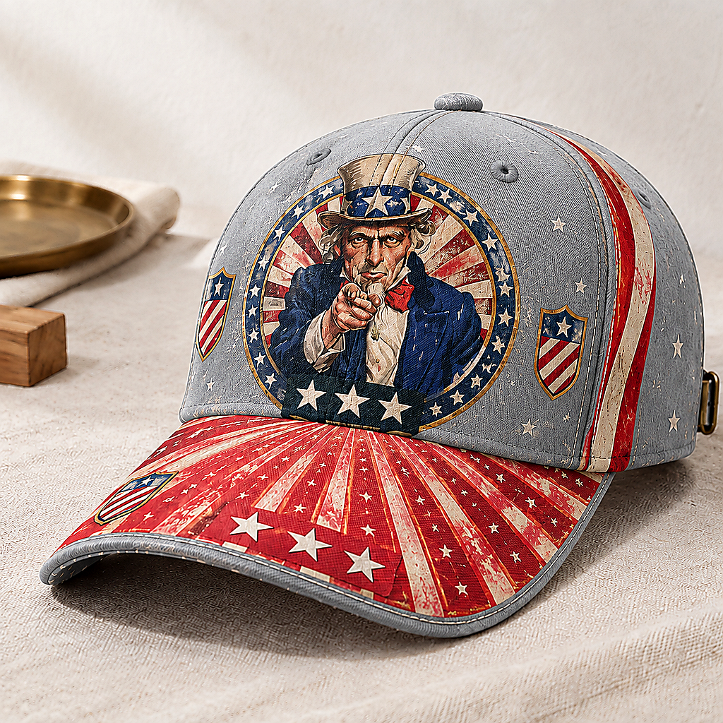Patriotic Stars and Stripes Navy Baseball Cap Gray