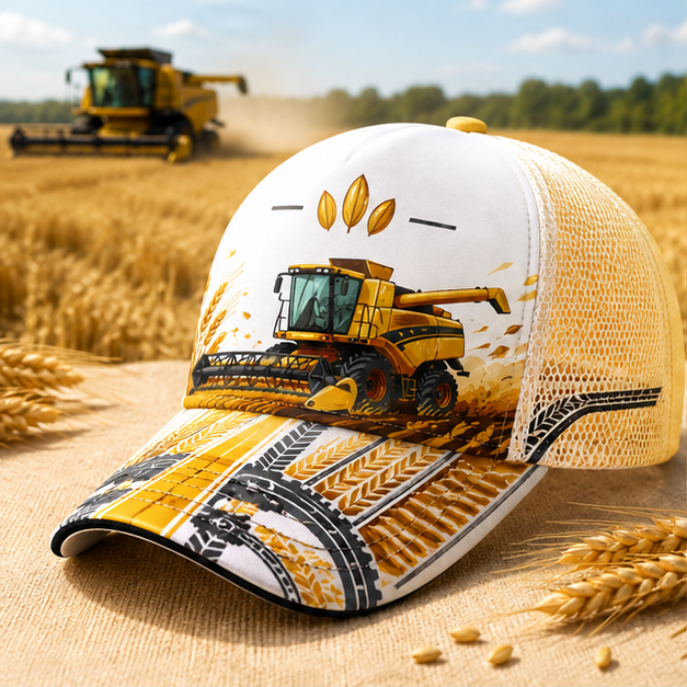 Golden Harvester Wheat Trucker Hat LightBlue