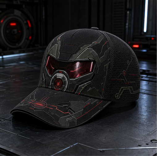 Futuristic Robot Visor Trucker Hat Black