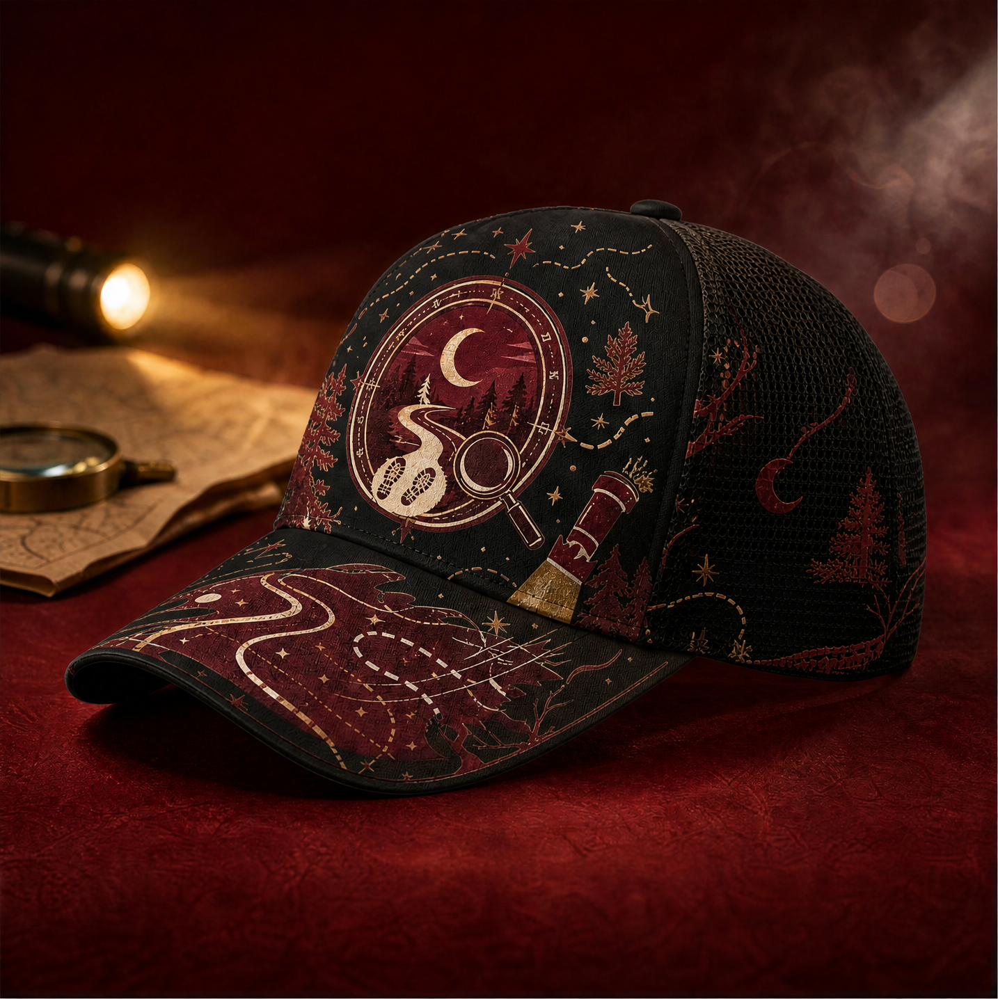 Night Trail Explorer Trucker Hat Black