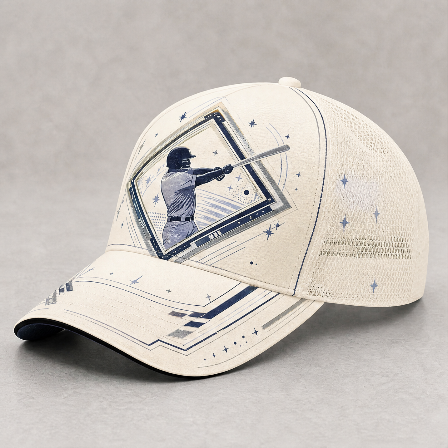 Baseball Batter Graphic Trucker Cap Ivory