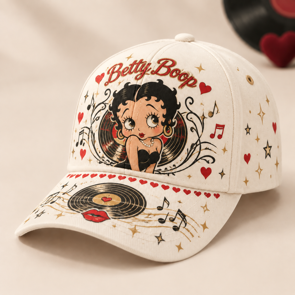 Retro Cartoon Music Ivory Baseball Cap Ivory