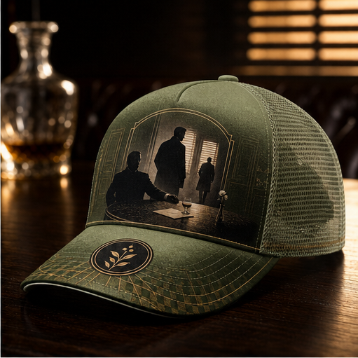 Noir Scene Graphic Trucker Hat Olive