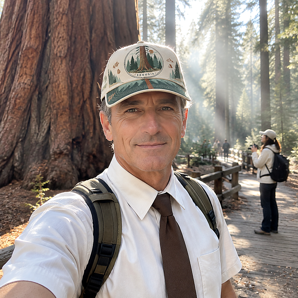 Sequoia Forest Camping Graphic Baseball Cap product view 4