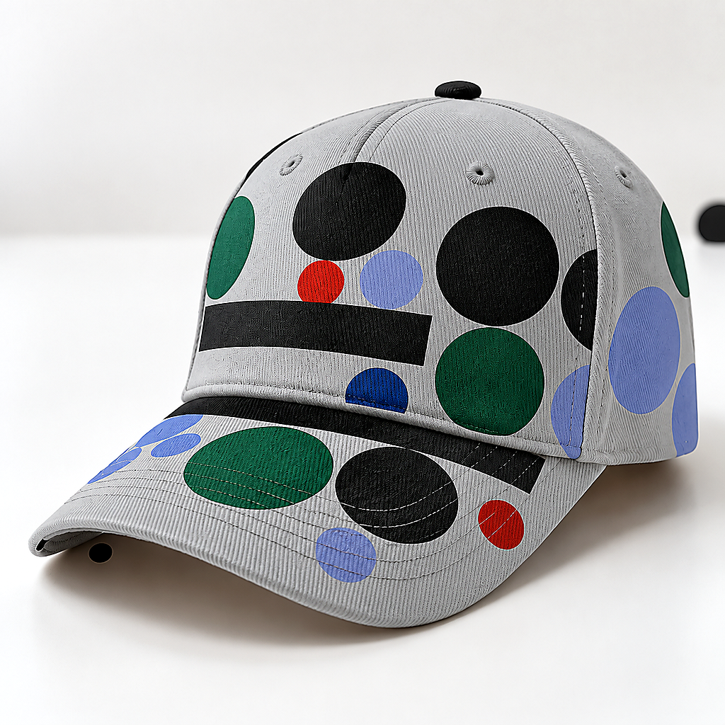 Colorful Polka Dot Graphic Beige Baseball Cap Gray